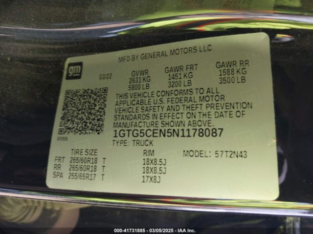 1GTG5CEN5N1178087 GMC Canyon 2wd  Short Box Elevation