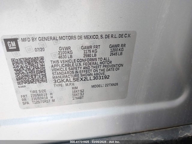 3GKALSEX2LL303192 GMC Terrain Fwd Denali