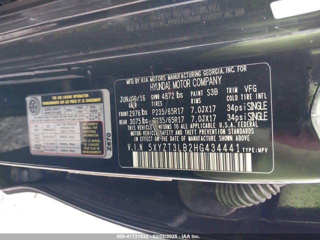 5XYZT3LB2HG434441 Hyundai gdi theta ii