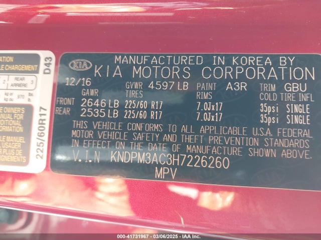 KIA Sportage Lx 2017 KNDPM3AC3H7226260 Image 9