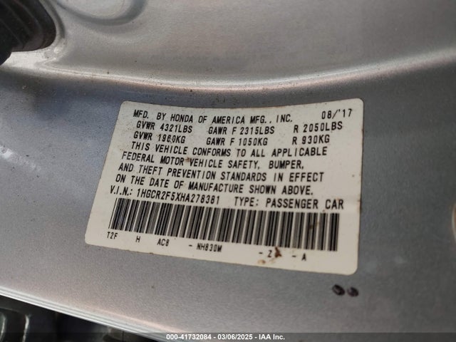 1HGCR2F5XHA278381 Honda Accord Sport
