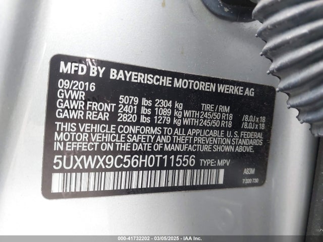 5UXWX9C56H0T11556 BMW X3