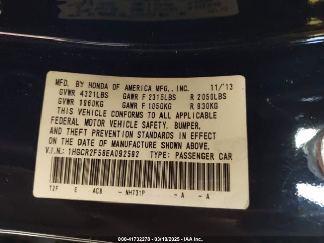 1HGCR2F58EA092592 Honda Accord Sport