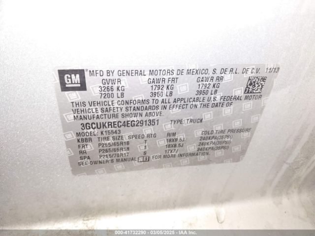 3GCUKREC4EG291351 Chevrolet Silverado 1500 2lt