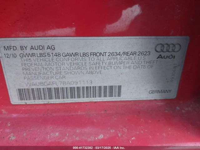2011 AUDI S4 WAUBGAFL7BA091113 Photo 8
