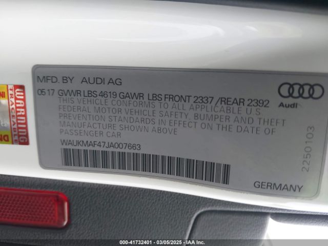 WAUKMAF47JA007663 Audi A4 2.0t Tech Ultra Premium/2.0t Ultra Premium