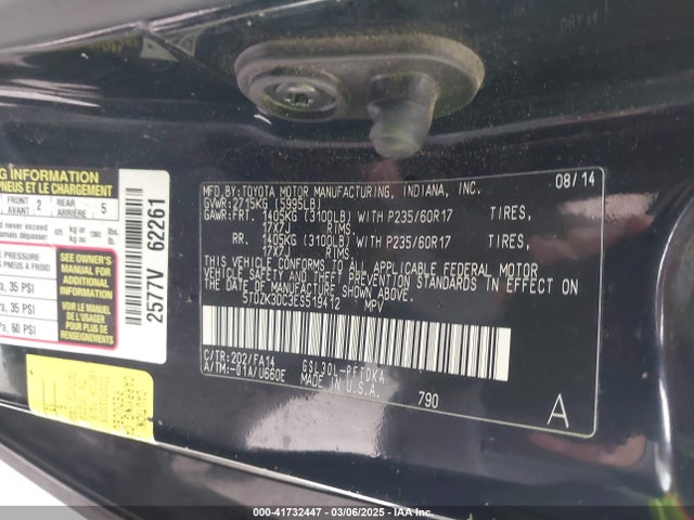 5TDZK3DC3ES519412 Toyota 2gr-fks