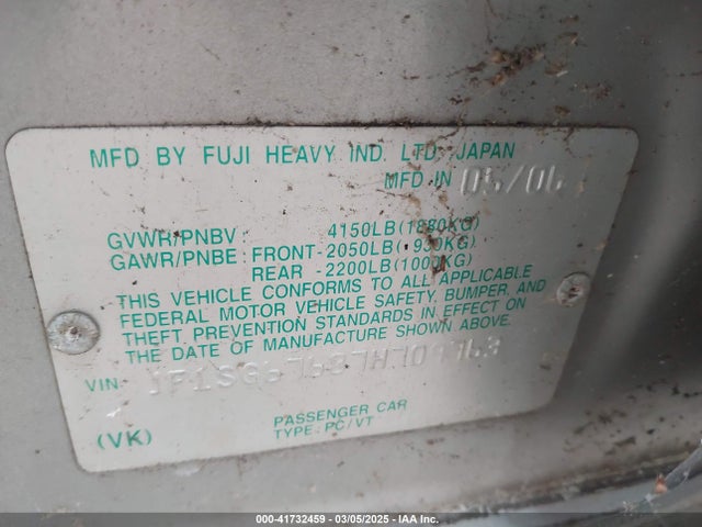 Aukcja sprzedaży 2007 Subaru Forester 2.5x L.l. Bean Edition, vin: JF1SG67687H709763, numer aukcji: 41732459