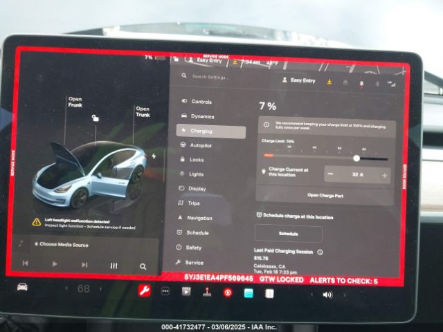 5YJ3E1EA4PF569645 Tesla Model 3 Rear-wheel Drive