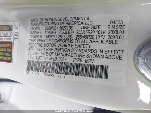 5J8TC2H65PL010087 Acura Rdx A-spec Package