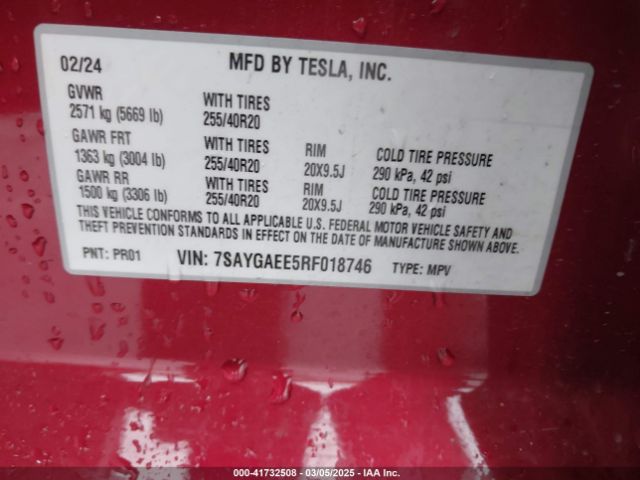 2024 TESLA MODEL Y 7SAYGAEE5RF018746 Photo 8