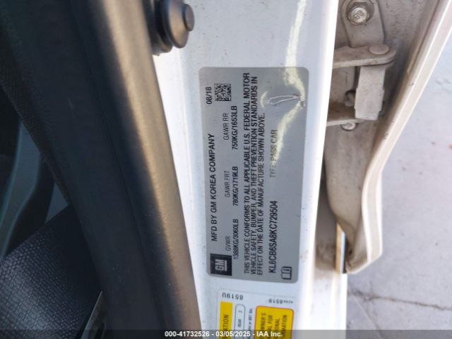 KL8CB6SA8KC729504 Chevrolet Spark Ls Cvt