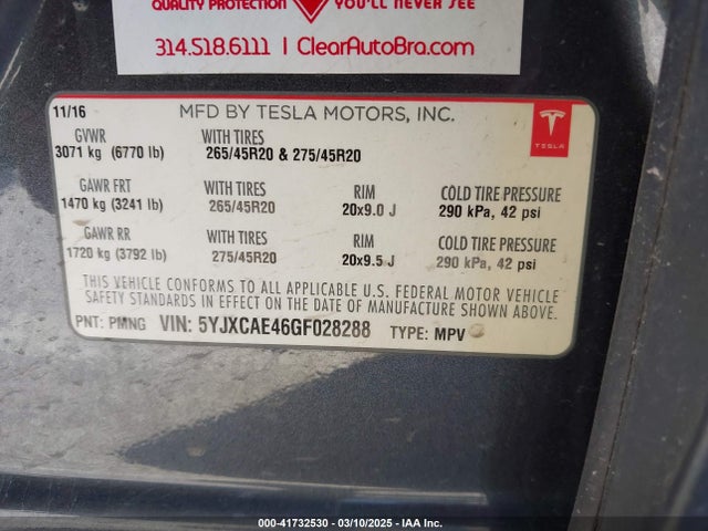 2016 TESLA MODEL X 5YJXCAE46GF028288 Photo 8
