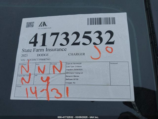 2C3CDXCT3PH687565 Dodge CHARGER R/T