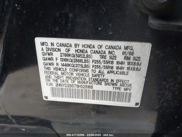 2008 ACURA MDX 2HNYD28578H528168 Photo 8