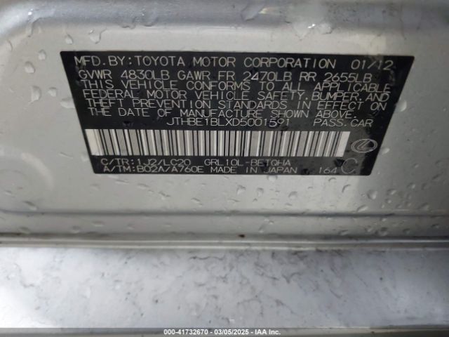 2013 LEXUS GS 350 JTHBE1BLXD5001591 Photo 8