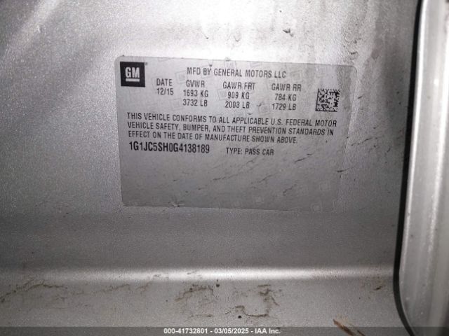 1G1JC5SH0G4138189 Chevrolet Sonic Lt Auto