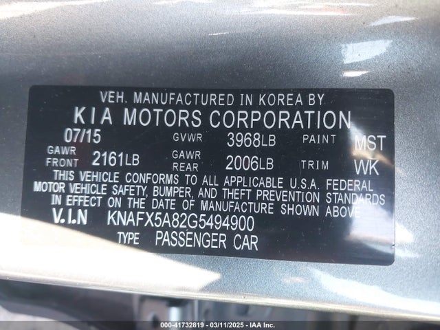 KIA Forte 5-door Lx 2016 KNAFX5A82G5494900 Image 9