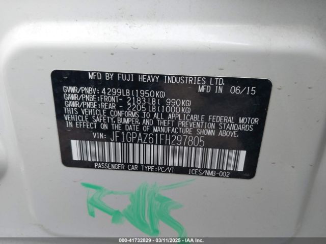JF1GPAZ61FH297805 Subaru Impreza 2.0i Sport Limited