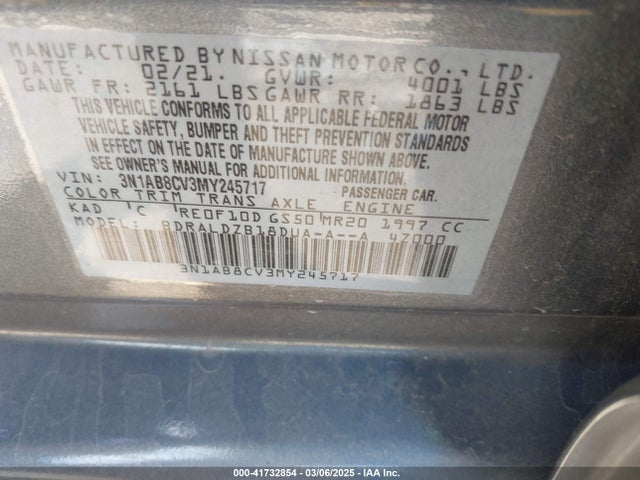 3N1AB8CV3MY245717 Nissan Sentra Sv Xtronic Cvt