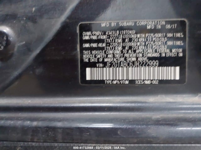 Subaru Crosstrek 2.0i Premium 2018 JF2GTABC6JH222999 Image 9