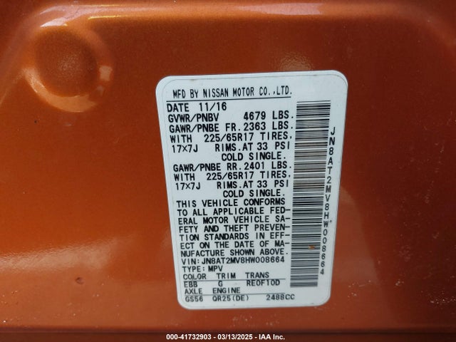 JN8AT2MV8HW008664 Nissan ROGUE SV