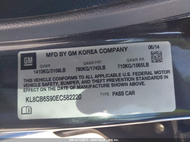 KL8CB6S90EC582220 Chevrolet Spark Ls Auto