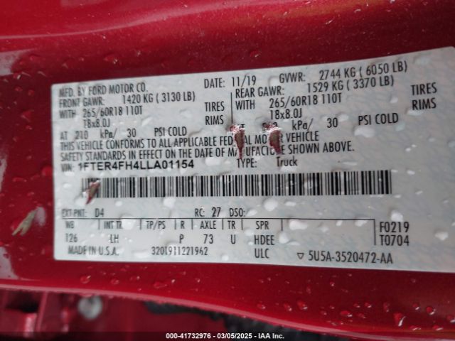 1FTER4FH4LLA01154 Ford Ranger Xlt