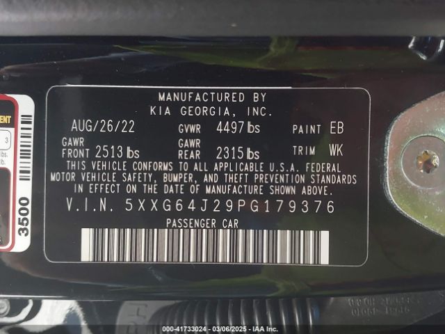 5XXG64J29PG179376 KIA K5 Gt-line