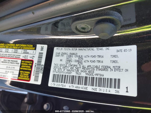 5TFAX5GN7KX149207 Toyota Tacoma Sr