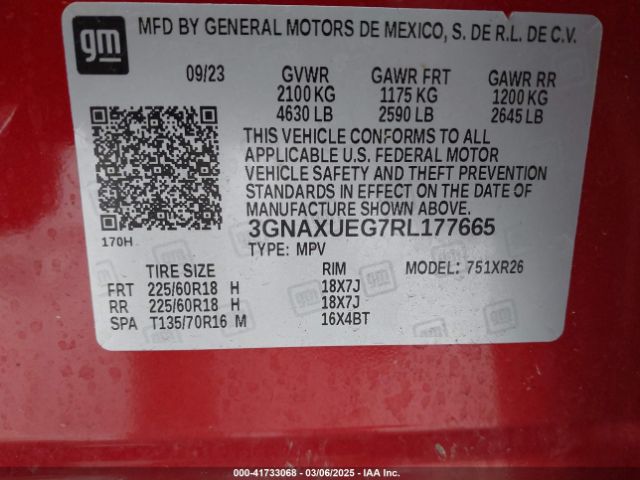 3GNAXUEG7RL177665 Chevrolet Equinox Awd Lt