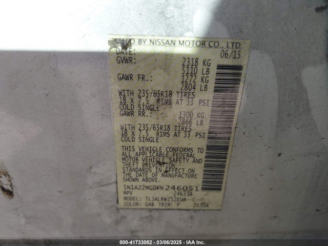 5N1AZ2MG0FN246051 Nissan MURANO SL