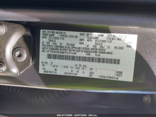 1FTEW1EG4FFC71147 Ford F-150 Platinum