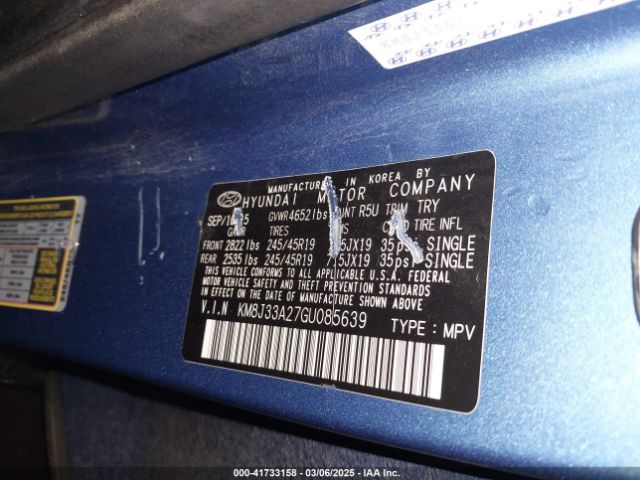 KM8J33A27GU085639 Hyundai Tucson Limited