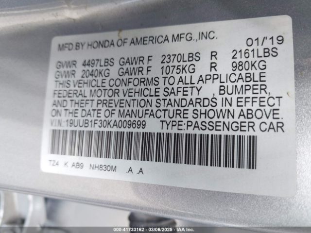 2019 ACURA TLX 19UUB1F30KA009699 Photo 8