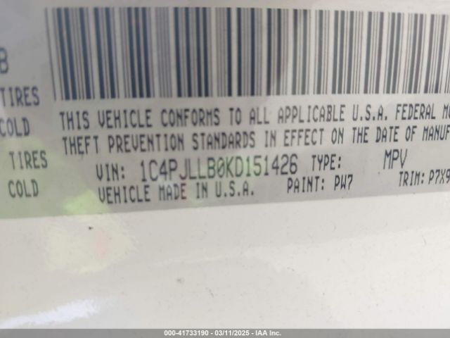 1C4PJLLB0KD151426 Jeep Cherokee Latitude Plus Fwd