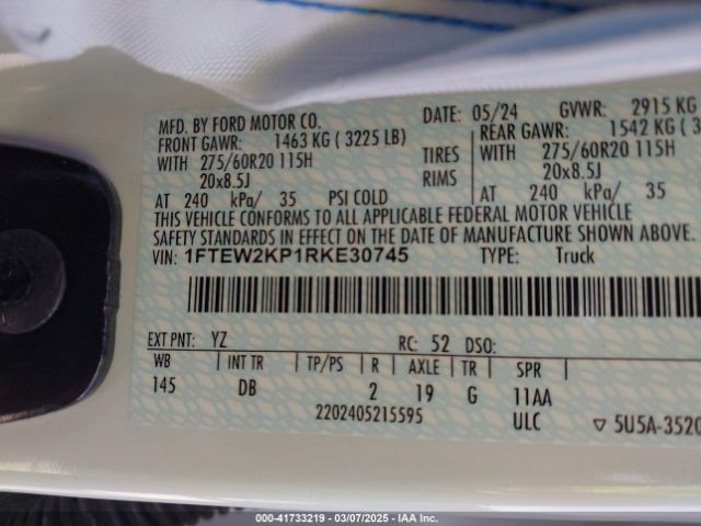 1FTEW2KP1RKE30745 Ford F-150 Stx