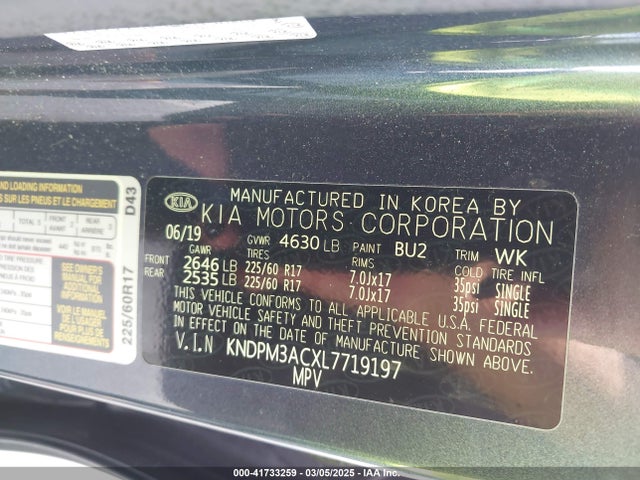 KNDPM3ACXL7719197 KIA Sportage Lx