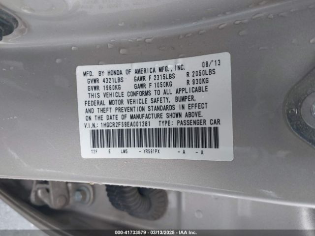 1HGCR2F59EA001281 Honda k24w1