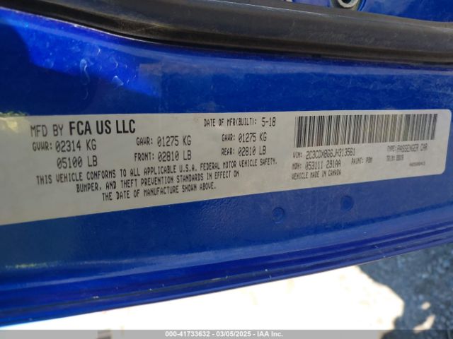 2C3CDXBG6JH313561 Dodge Charger Sxt Rwd