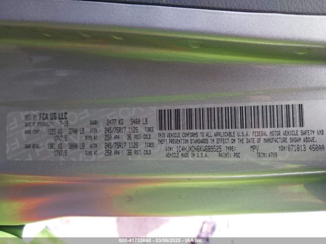 2019 JEEP WRANGLER UNLIMITED 1C4HJXDN6KW689525 Photo 8