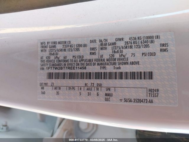 1FT7W2BT7REE11458 Ford F-250 Xlt