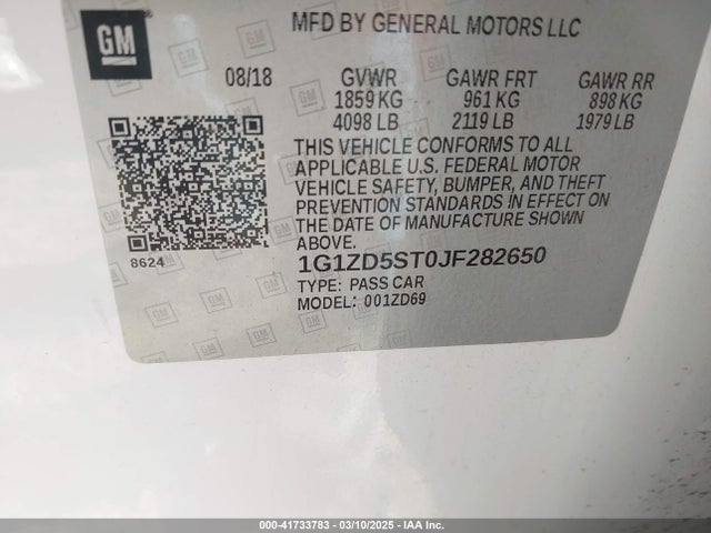1G1ZD5ST0JF282650 Chevrolet MALIBU LT