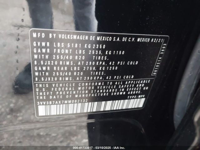 2021 VOLKSWAGEN TIGUAN 3VV3B7AX7MM082132 Photo 8