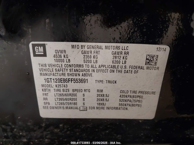 1GT120E86FF553691 GMC lml