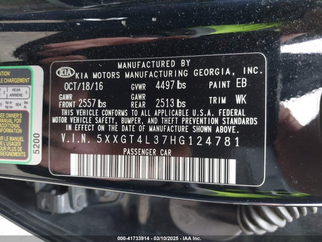 5XXGT4L37HG124781 KIA Optima Lx