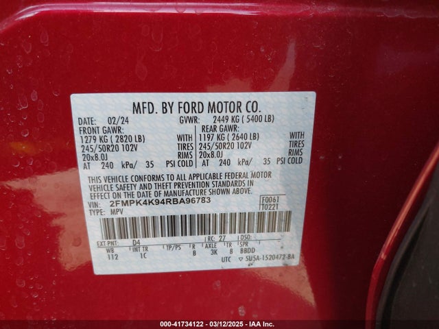 2FMPK4K94RBA96783 Ford Edge Titanium