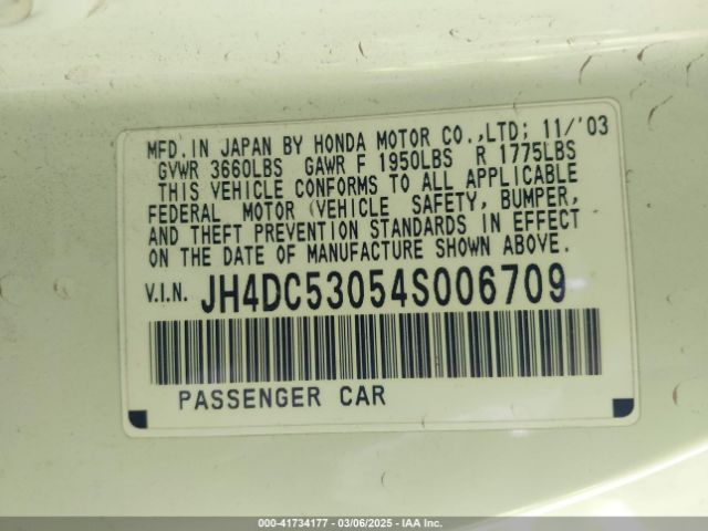 2004 ACURA RSX JH4DC53054S006709 Photo 8