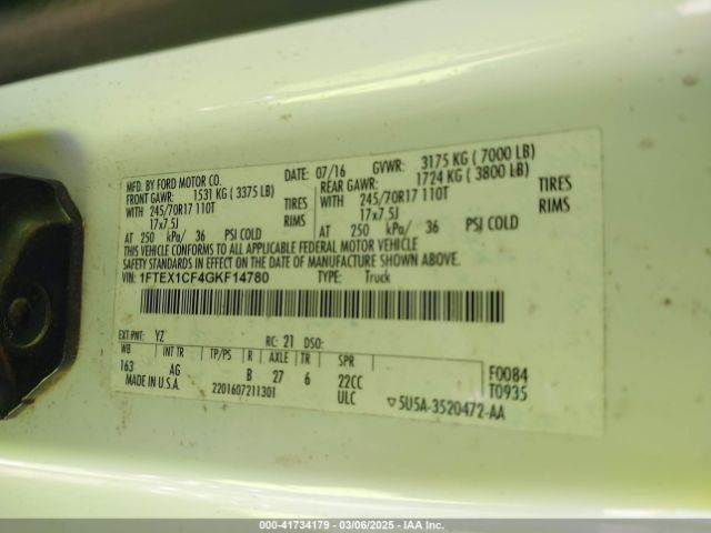 1FTEX1CF4GKF14780 Ford F-150 Xl