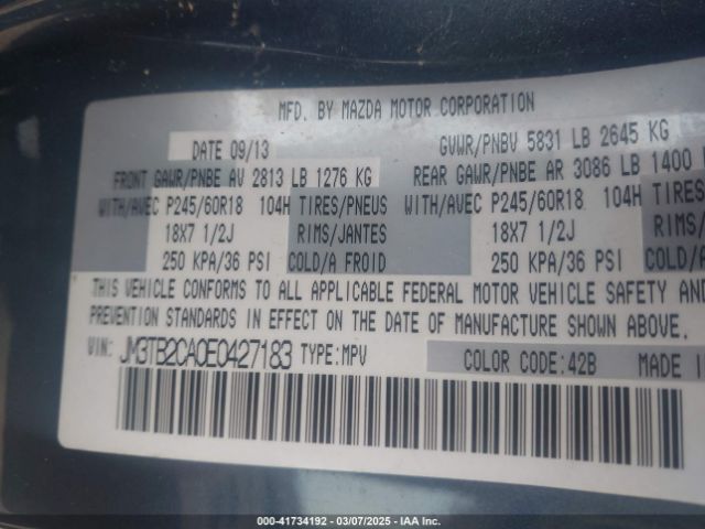JM3TB2CA0E0427183 Mazda Cx-9 Touring